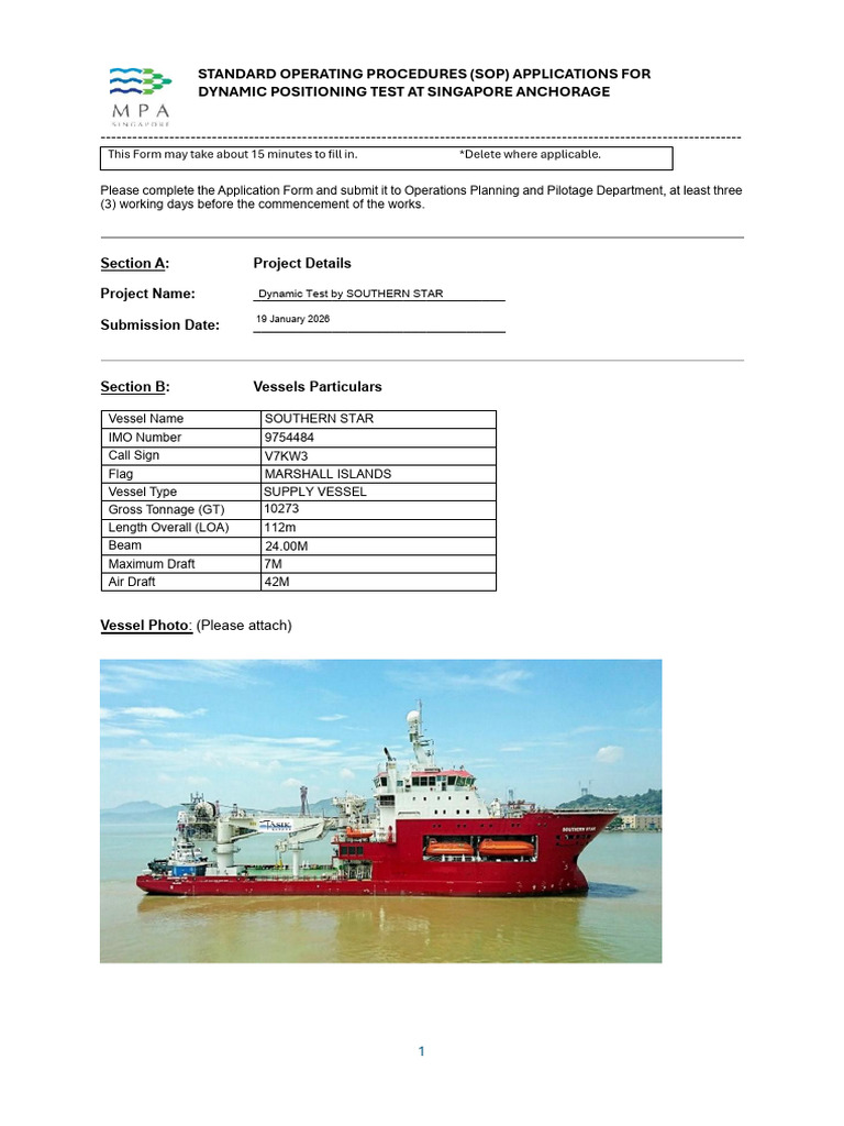 SOP for Dynamic Positioning Test Application | PDF | Maritime Pilot | Ships