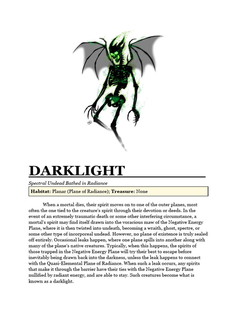 Darklight: Radiant Undead Creature Guide | PDF | Ghosts | D20 System
