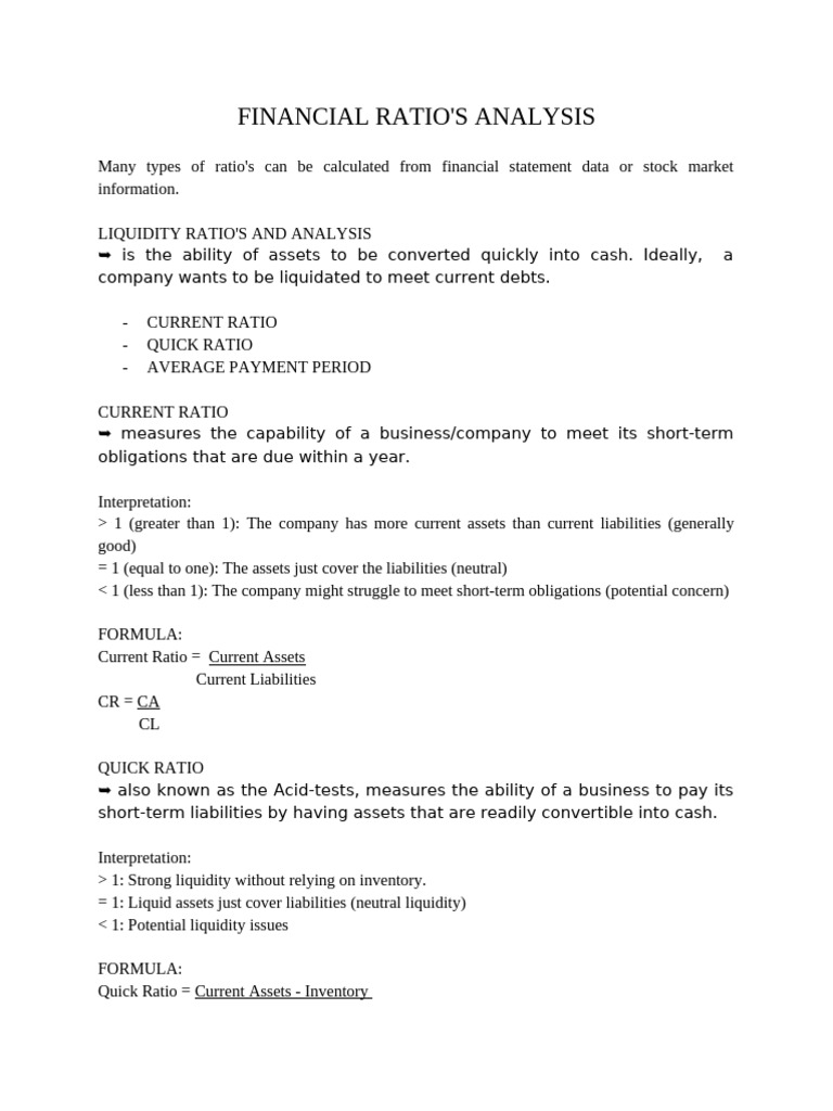 Financial Ratios Analysis Guide | PDF | Market Liquidity | Financial Ratio