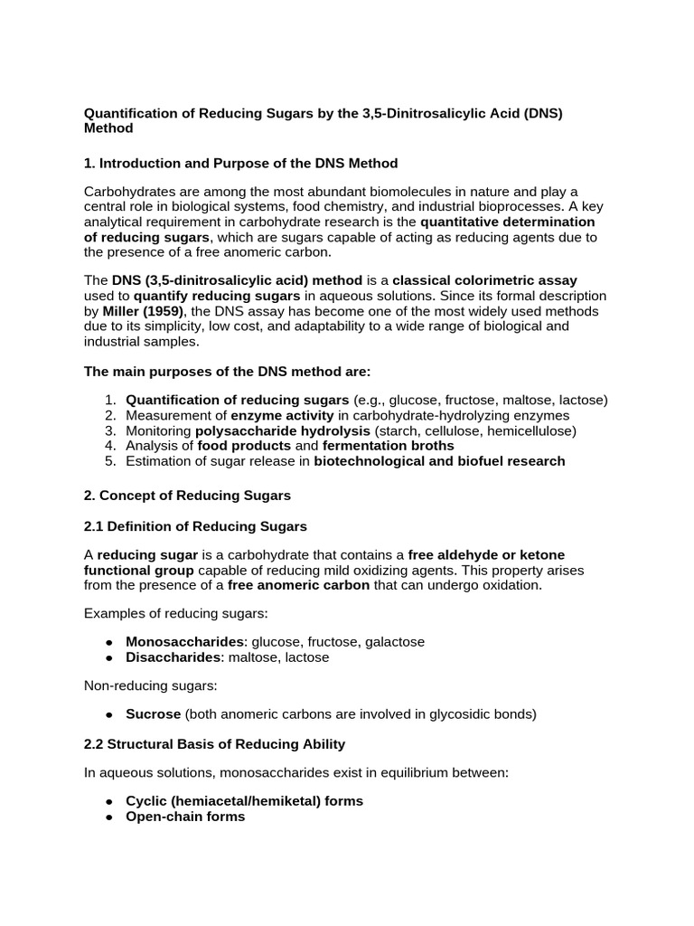 DNS Method for Quantifying Reducing Sugars | PDF | Carbohydrates ...