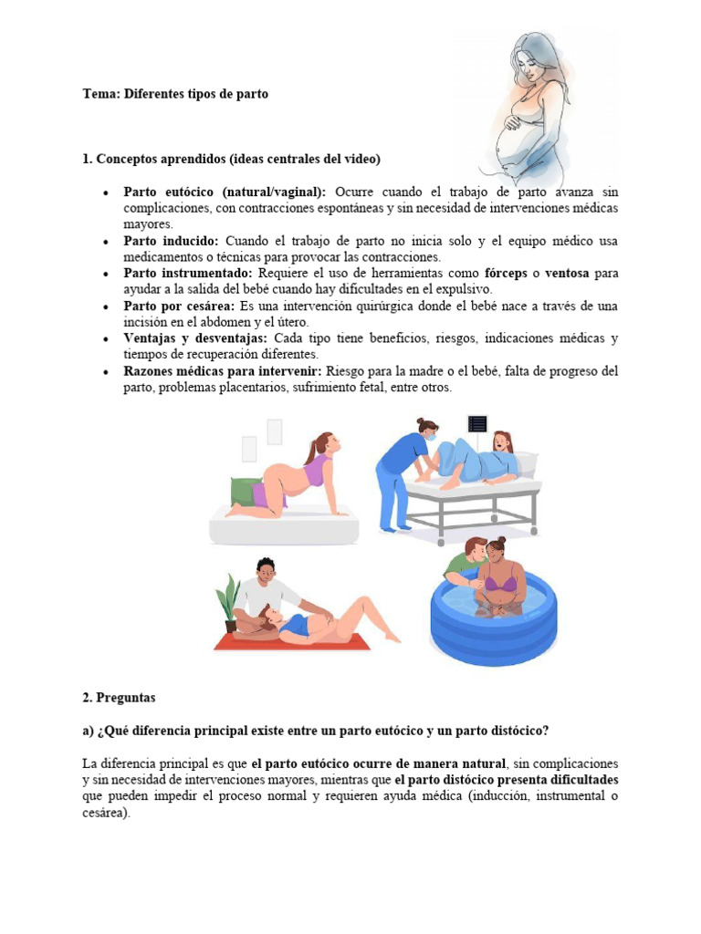 Tipos de Parto: Eutócico, Inducido y Cesárea | PDF | Parto | Seccion de ...