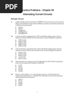 Practice Problems - Chapter 33 Alternating Current Circuits: Multiple Choice