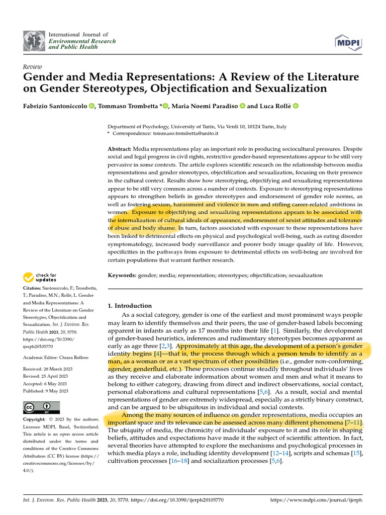 Gender Stereotypes in Media: A Review | PDF | Sexism | Gender