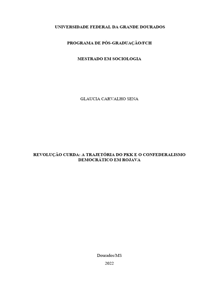 1. Revolução Curda - A Trajetória Do PKK e o Confederalismo Democratico ...