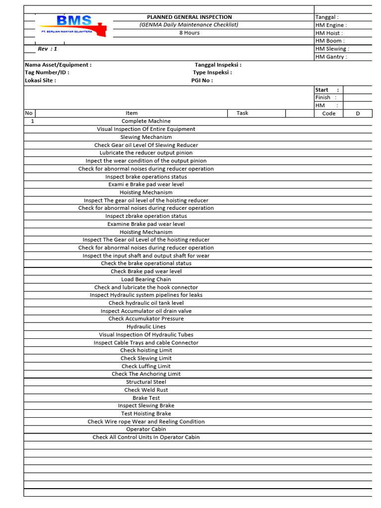 Inspeksi Rutin Mesin dan Peralatan | PDF