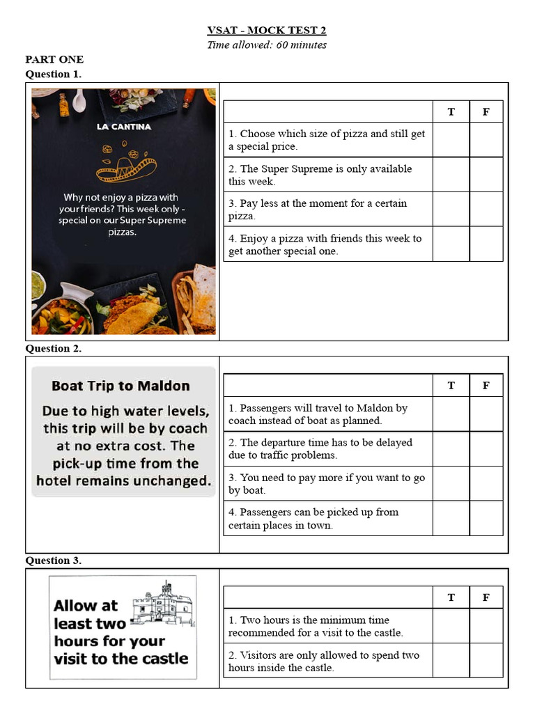 VSAT Mock Test 2: Study Skills Assessment | PDF | Learning Disability ...