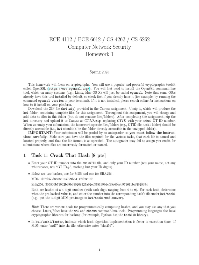 OpenSSL Cryptography Homework Guide | PDF | Cryptography | Military ...