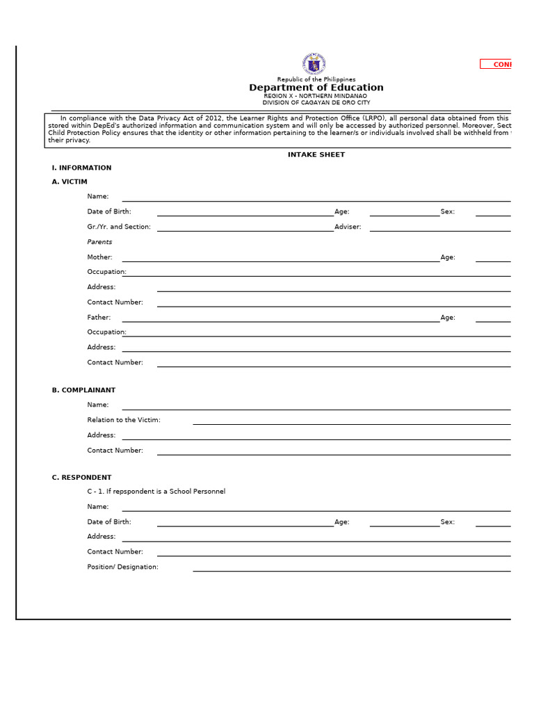Victim Intake Form for Education Cases | PDF | Human Rights | Social Ethics