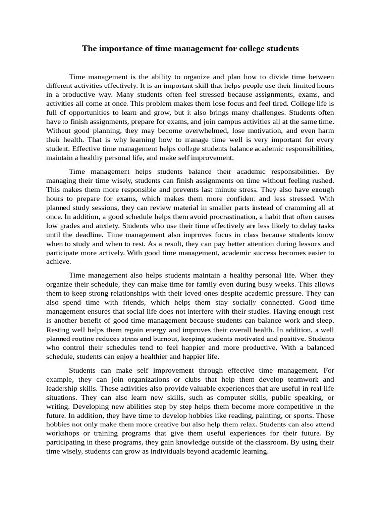 Time Management Tips for College Success | PDF | Procrastination ...
