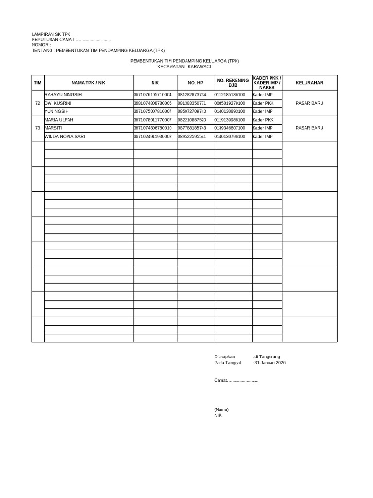 Pembentukan Tim Pendamping Keluarga TPK | PDF