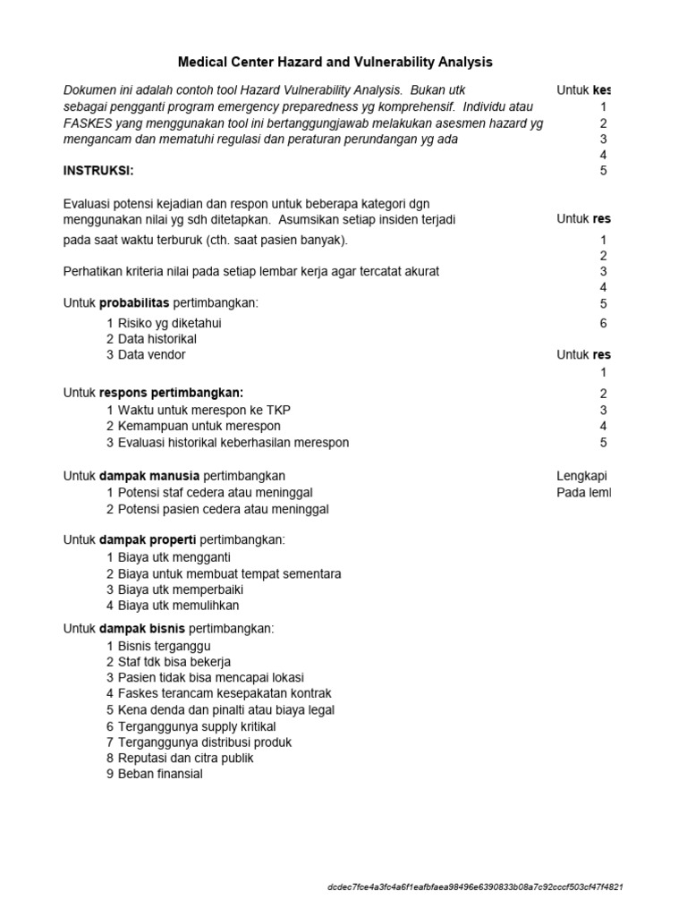 Hazard Vulnerability Analysis Tool | PDF | Hazards | Risk