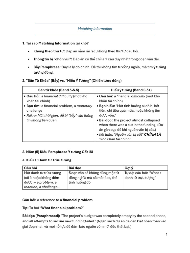 Matching Information | PDF