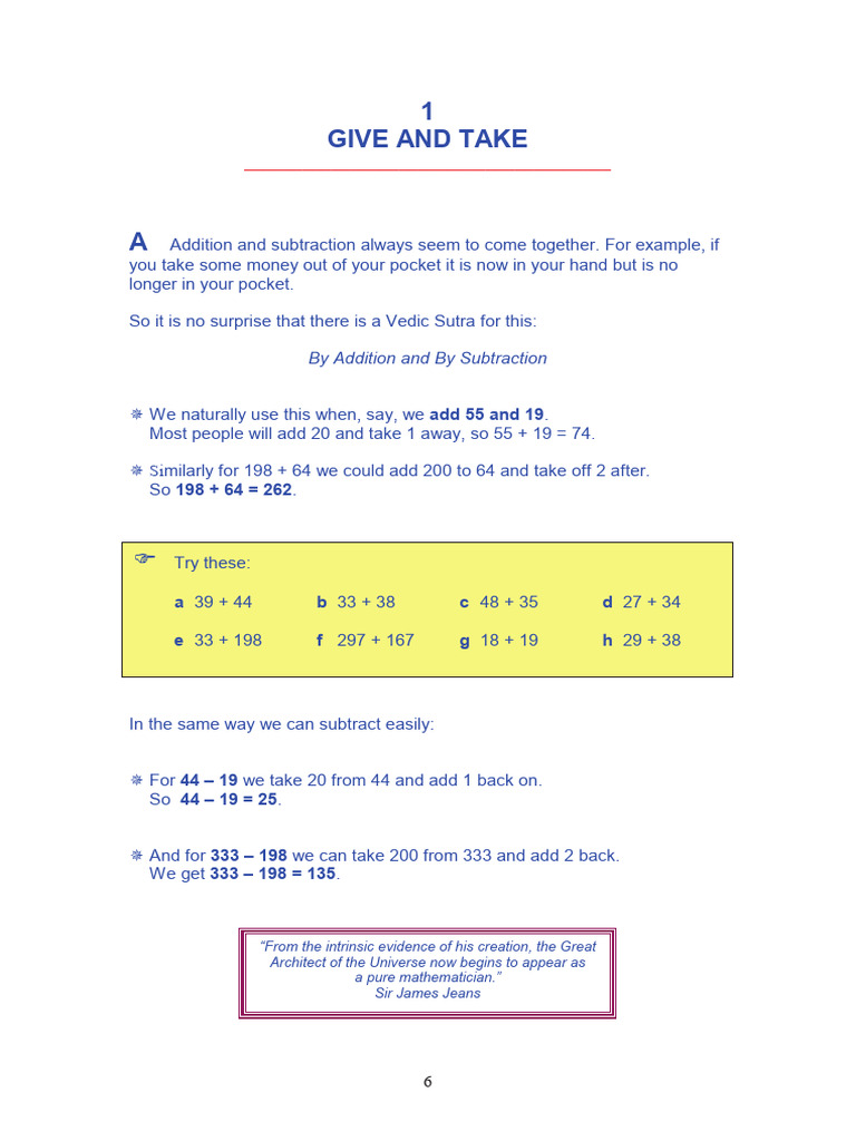 Vedic Math: Addition, Subtraction, Multiplication Techniques | PDF ...
