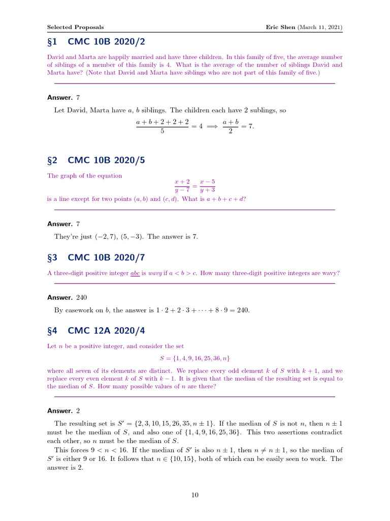 CMCs Selected Problems Solutions | PDF | Exponentiation | Area