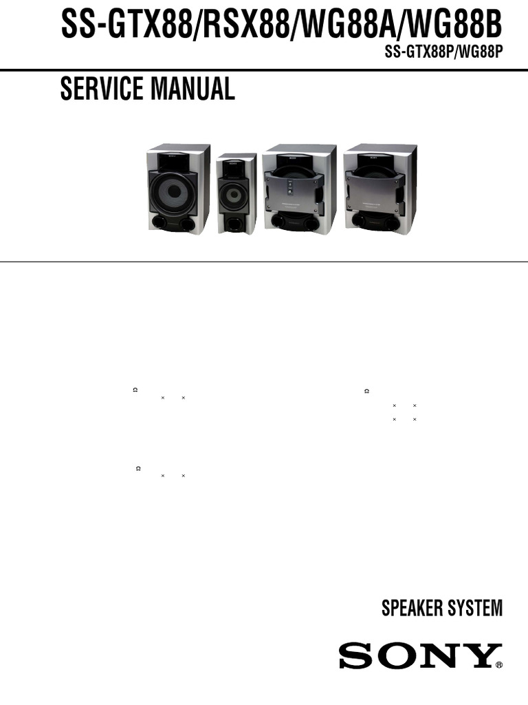 Sony SS-GTX88 Speaker System Manual | PDF | Loudspeaker | Soldering