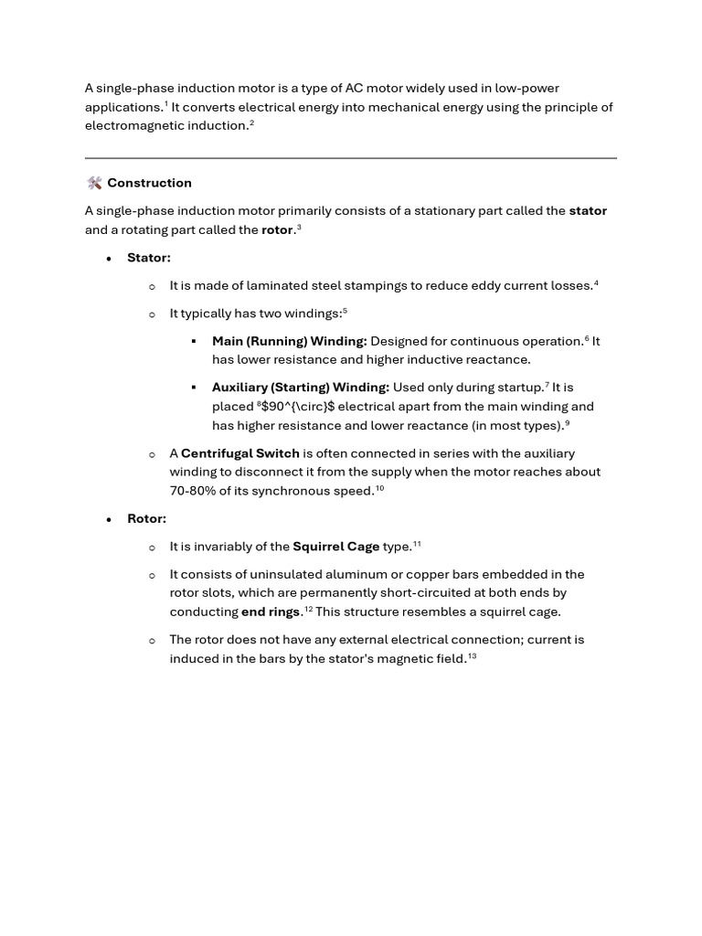 Single-Phase Induction Motor Overview | PDF | Electric Motor ...