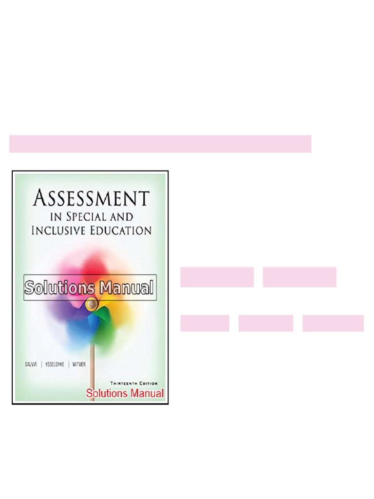 Assessment in Special Inclusive Education 13th Edition Salvia Solutions ...