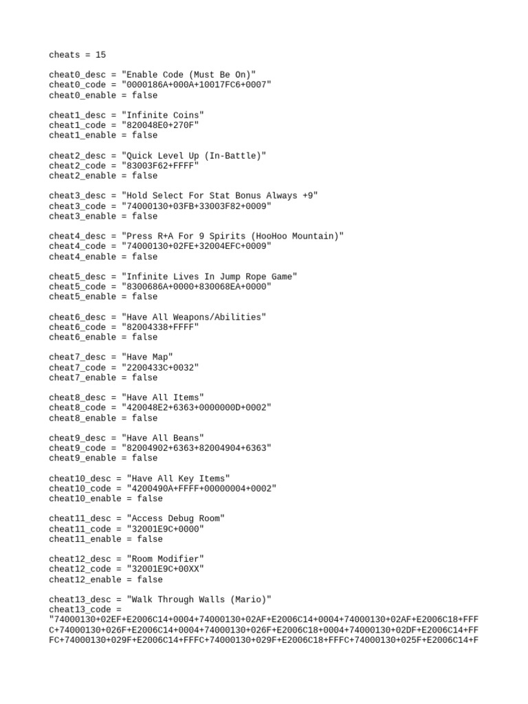 Game Cheat Codes and Descriptions | PDF