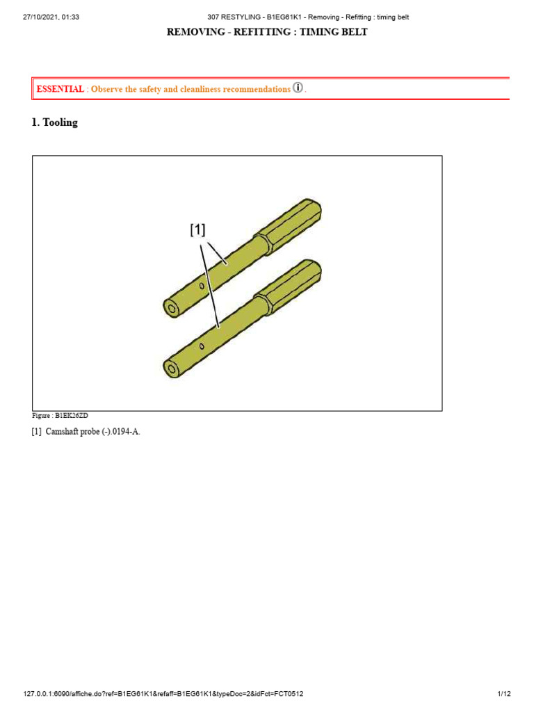 307 RESTYLING - B1EG61K1 - Removing - Refitting _ Timing Belt (1) | PDF ...