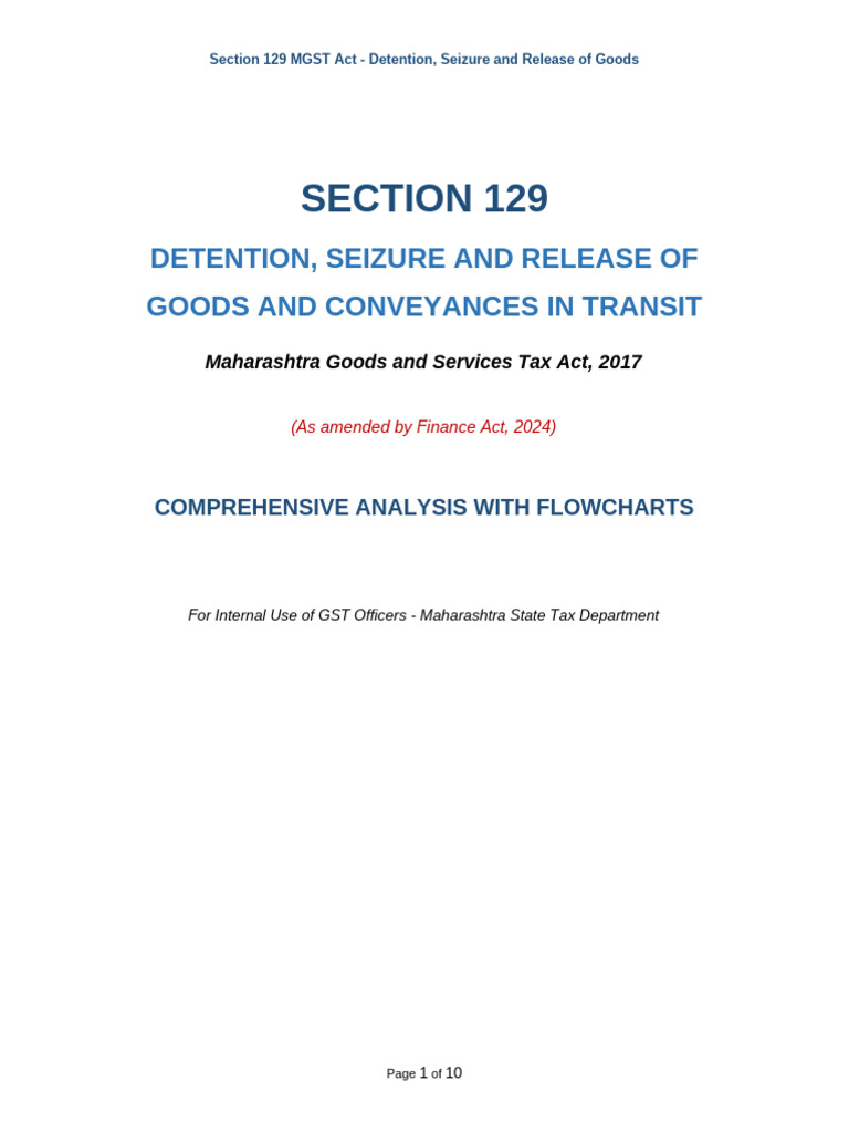 MGST Act Section 129: Goods Seizure Guide | PDF | Taxes | Value Added Tax