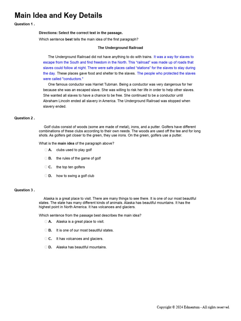 Main Ideas and Key Details in Texts | PDF | Hamburgers | Sunscreen