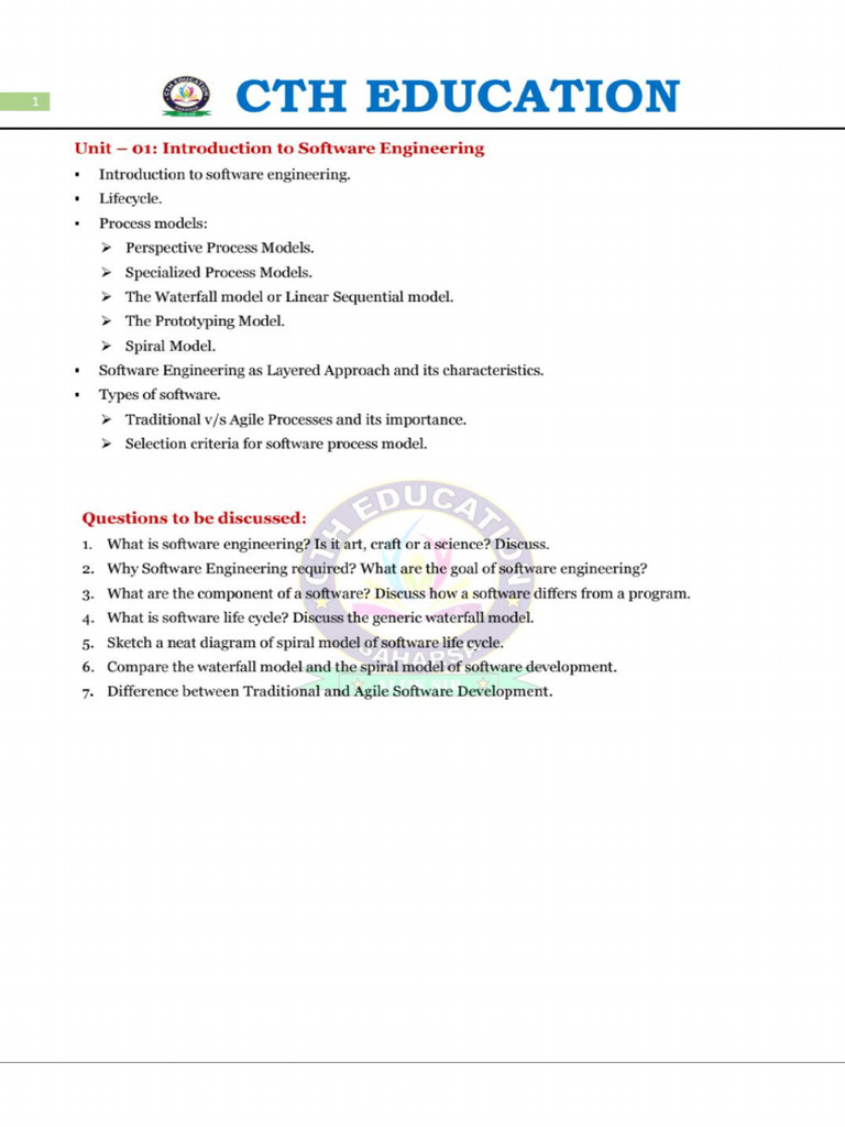 Software Engineering Unit-1 | PDF