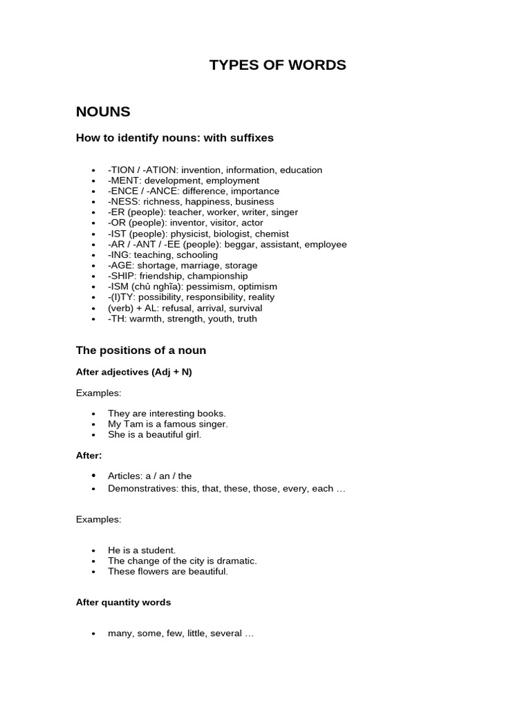 Identifying Nouns, Adjectives, Verbs, Adverbs | PDF | Adverb | Verb