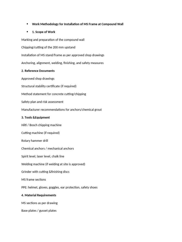 MS Frame Installation Methodology Guide | PDF | Welding | Construction