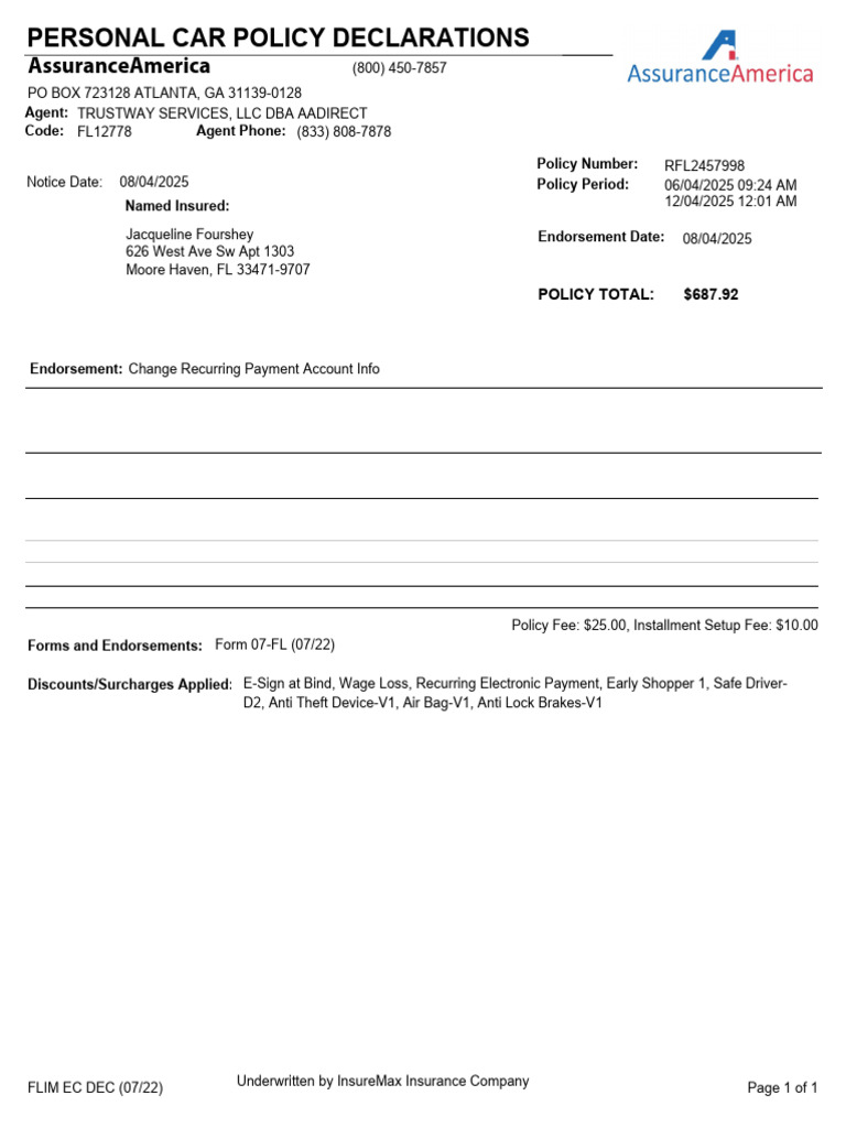 Personal Car Insurance Policy Summary | PDF | Insurance | Vehicle Insurance