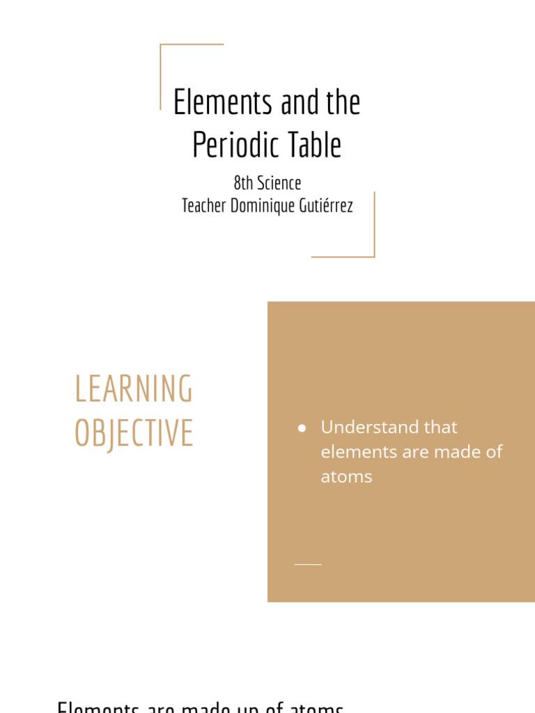 Understanding Elements and the Periodic Table | PDF