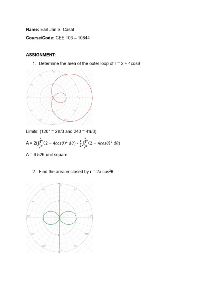 Area Calculations for Polar Curves | PDF