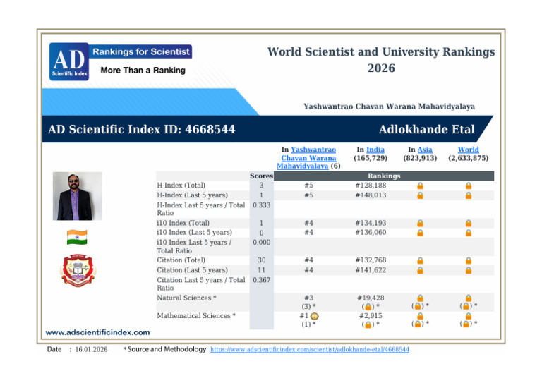 2026 World Scientist Rankings Overview | PDF