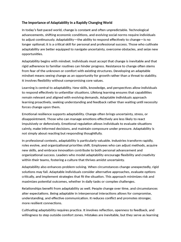 Mastering Adaptability for Success | PDF | Mindset | Psychological ...