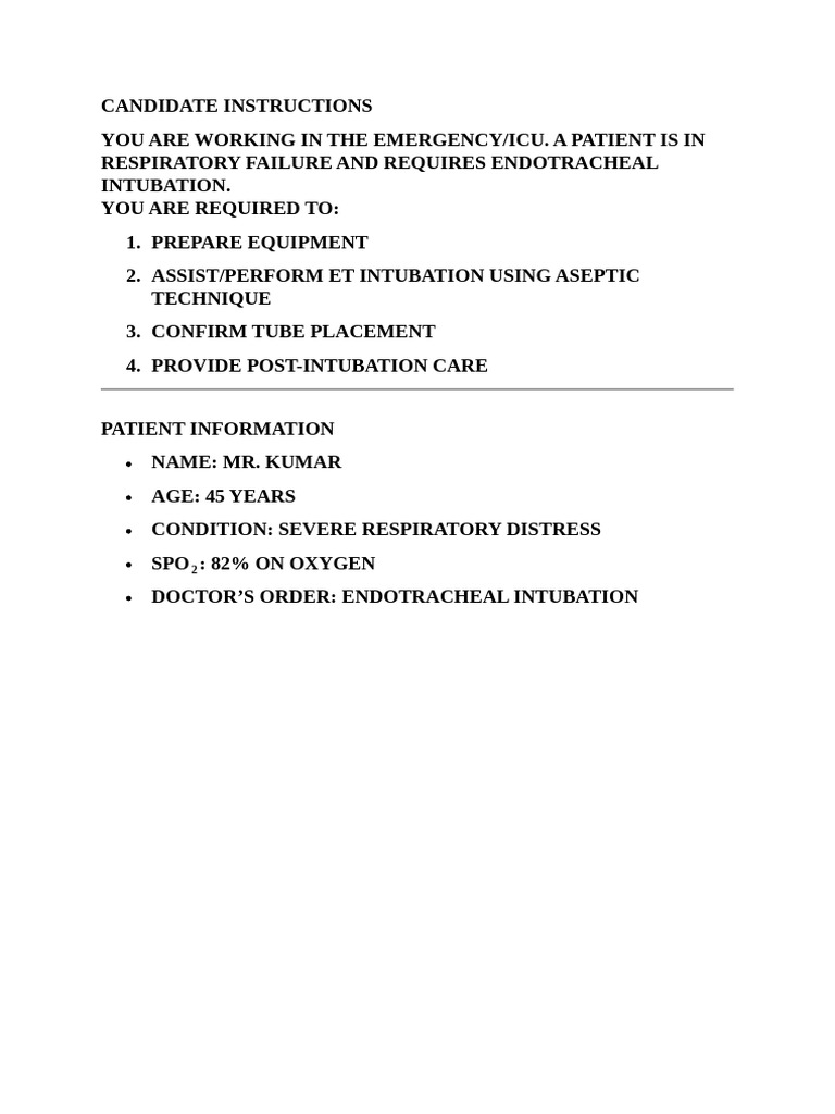 Endotracheal Intubation Procedure Guide | PDF