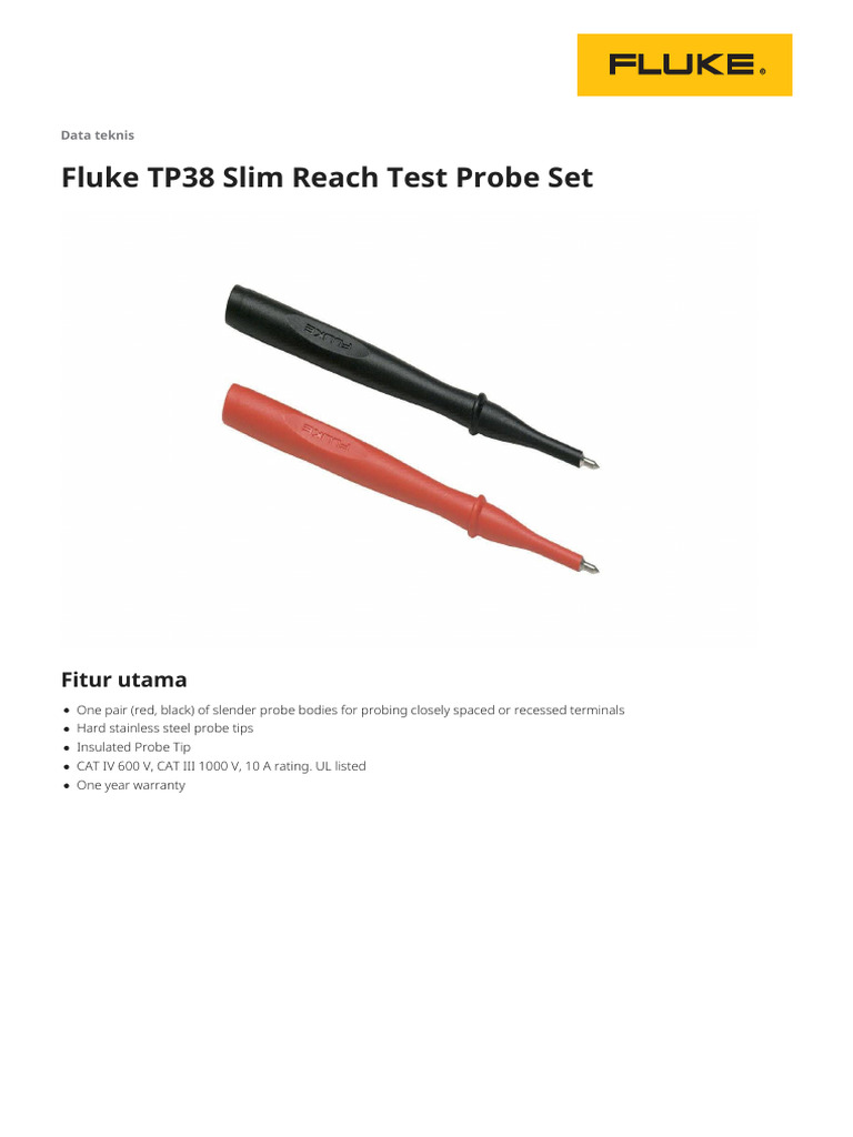 Fluke TP38 Slim Reach Test Probes | PDF