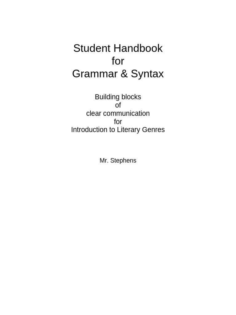2023 Student Handbook Grammar and Syntax PRINT (1) | PDF | Syntax ...