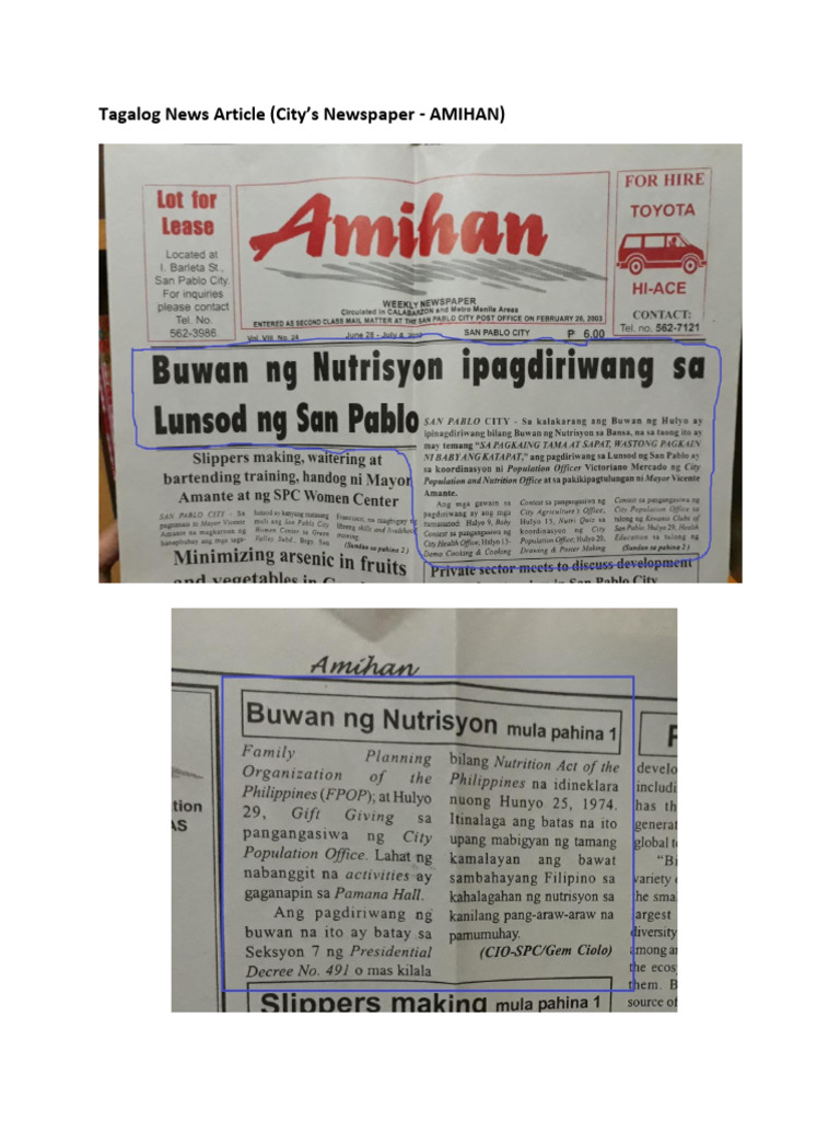 News Article (Filipino) | PDF