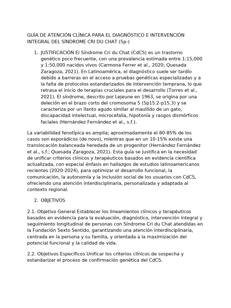 Guía Clínica para Síndrome Cri du Chat PDF Genética — free download