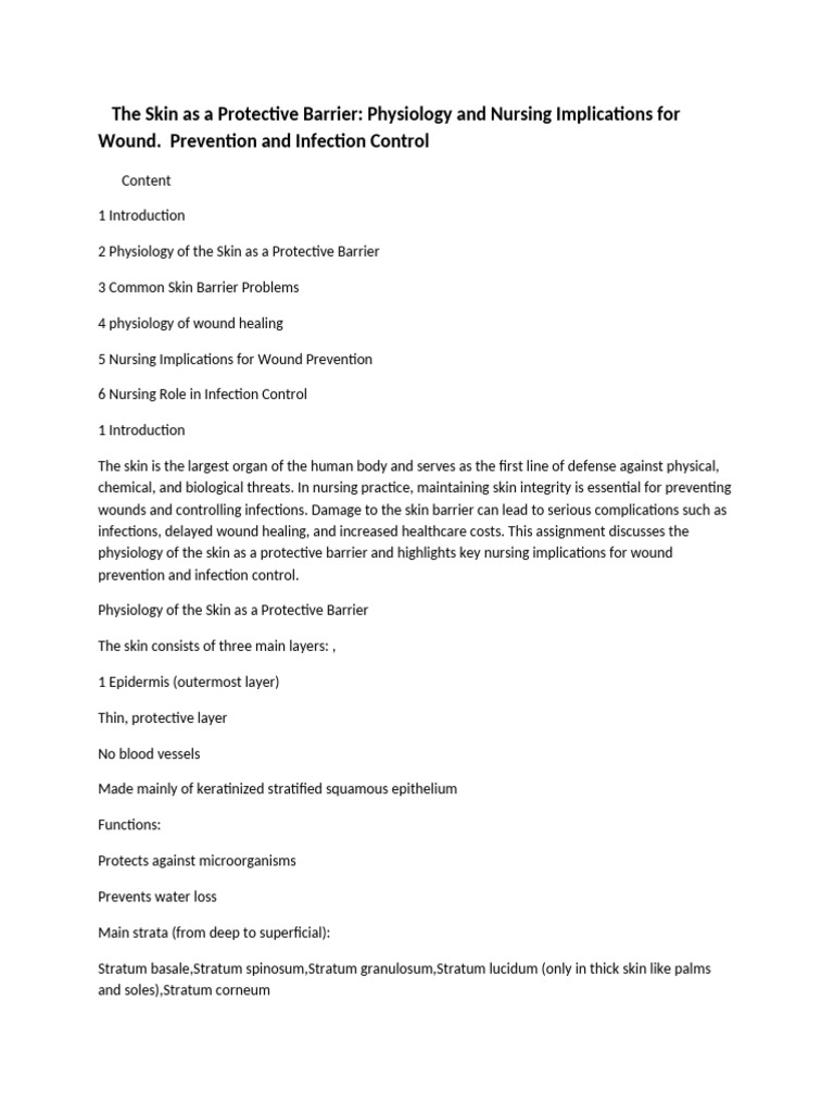 Skin Physiology Assignment@ | PDF | Skin | Wound Healing