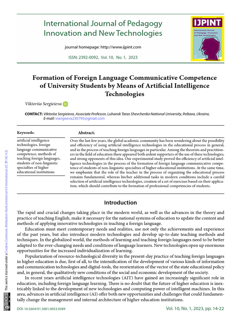 AI in Foreign Language Education | PDF | Artificial Intelligence ...