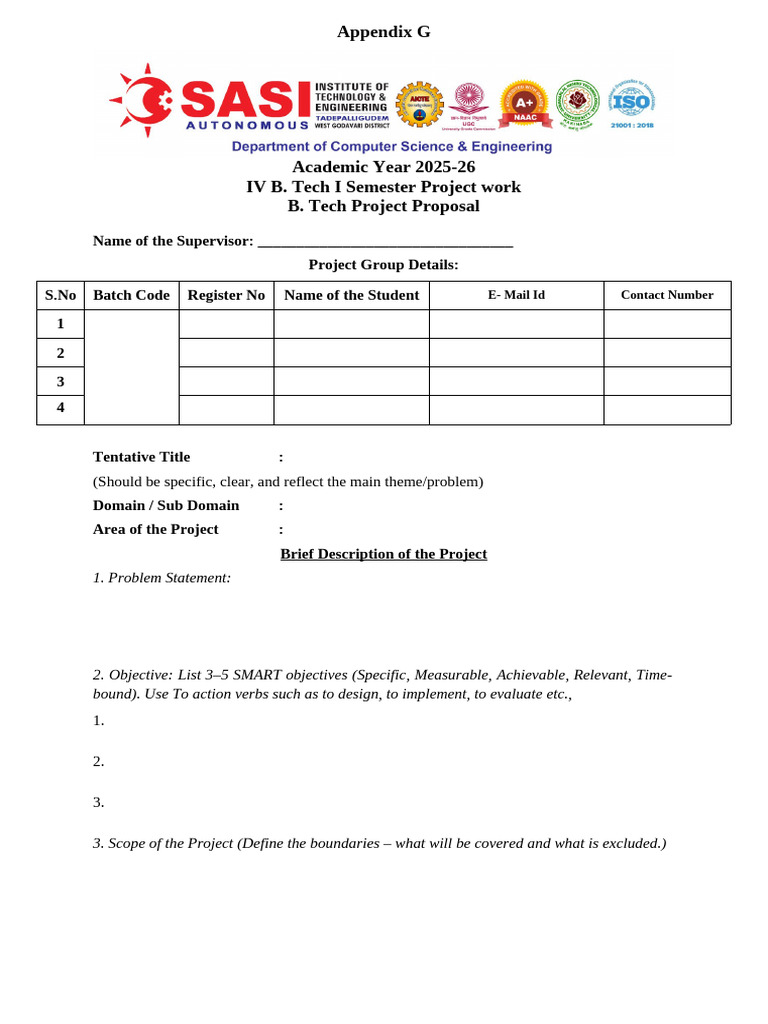 B. Tech Project Proposal Template 2025-26 | PDF | Cognition | Learning