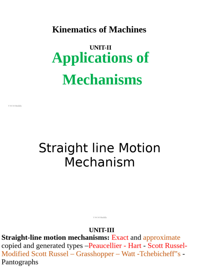 Kinematics of Machines: Mechanisms Explained | PDF | Axle | Gear