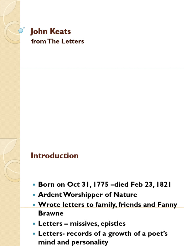 John Keats: Letters on Poetry and Imagination | PDF | Poetry