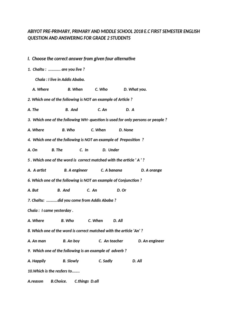 English Test for G2 | PDF