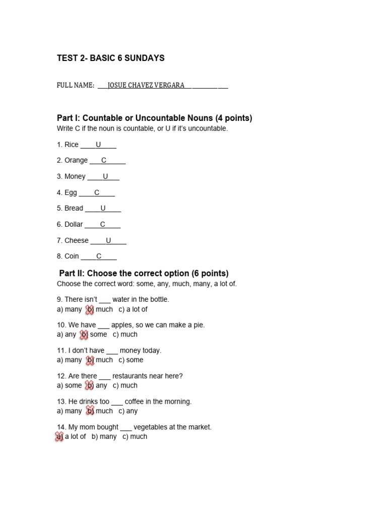 TEST 2-BASIC 6 | PDF