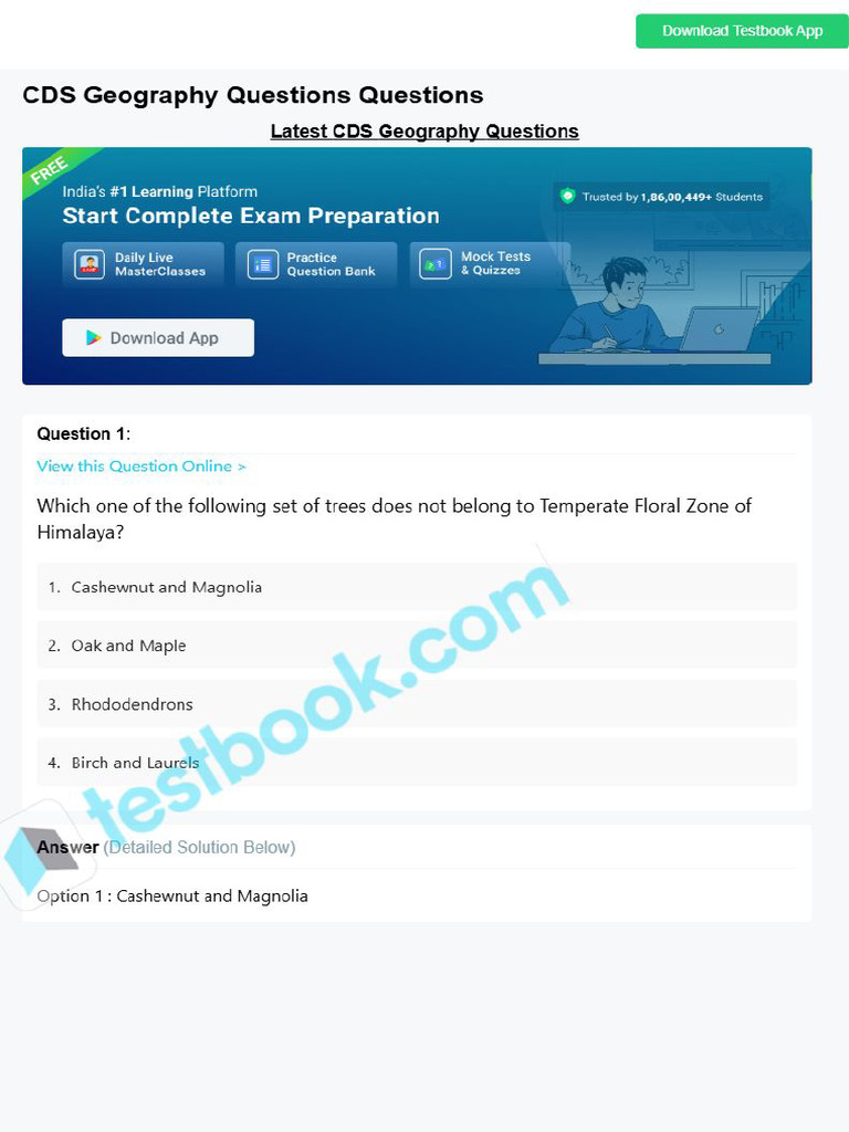 Cds Geography Questions 6647186ecf8f6635f4586f6b | PDF
