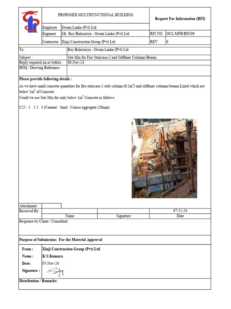RFI for Site Mix Approval in Construction | PDF