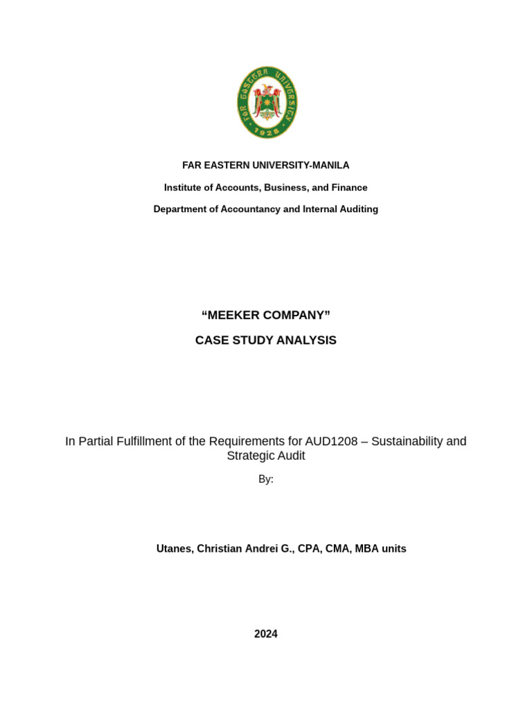 Meeker Company Ethics Case Study Analysis | PDF | Internal Control ...