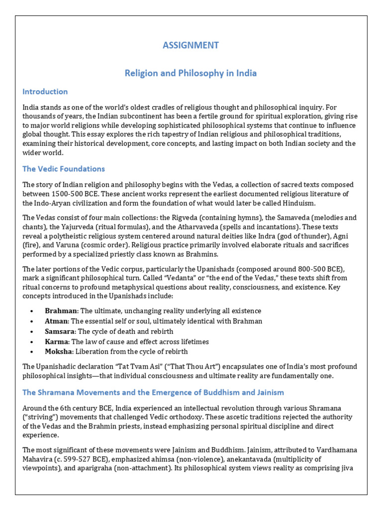 Indian Religion and Philosophy Overview | PDF | Vedas | Brahman