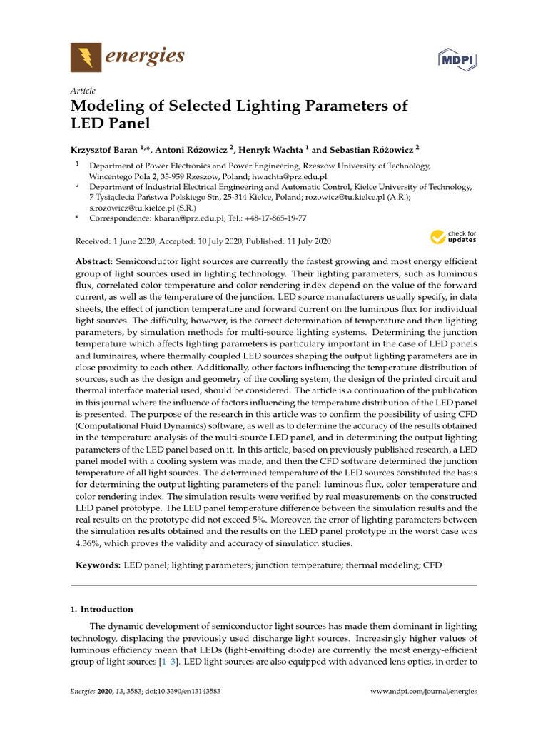 LED Panel Lighting Parameter Modeling | PDF | Light Emitting Diode ...